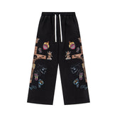WE ARE RIGHTEOUS RELIGIOUS PRINT WIDE LEG WAFFLE LONG PANTS