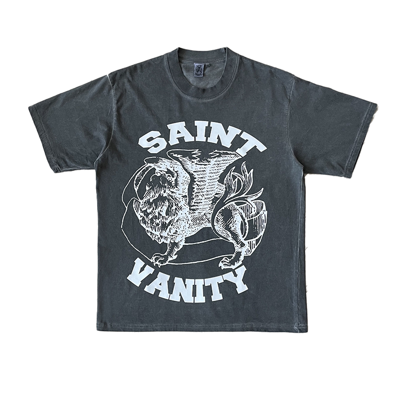 SAINT VANITY GRIFFIN SKETCH WASHED GREY VINTAGE T‑SHIRT