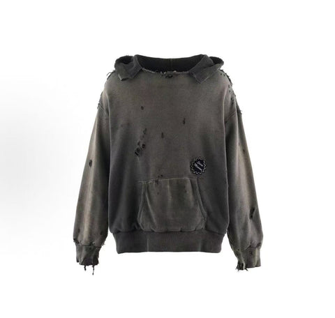 Saint MXXXXXX Faded Destroyed Patch Pullover Hoodie