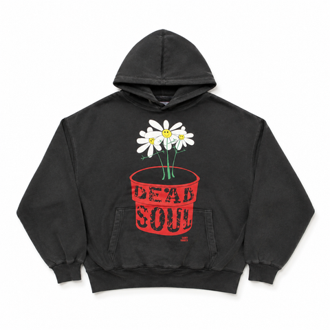 De La Soul Daisy Pot Vintage Washed Black Oversized Hoodie