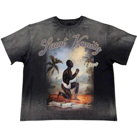 SAINT VANITY KNEELING FIGURE VINTAGE WASH T‑SHIRT
