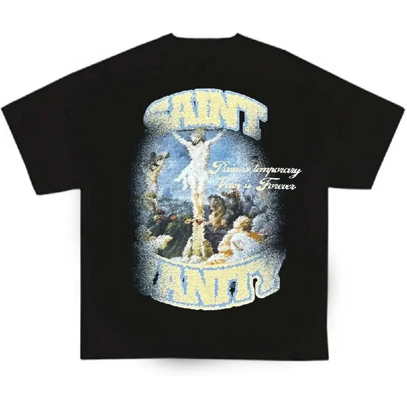 SAINT VANITY RELIGIOUS ART VINTAGE WASH T‑SHIRT