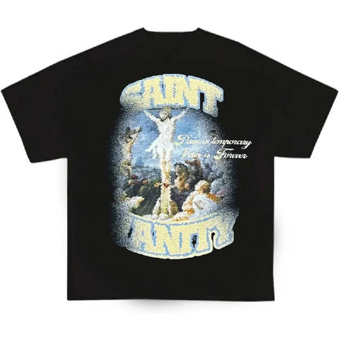 SAINT VANITY RELIGIOUS ART VINTAGE WASH T‑SHIRT