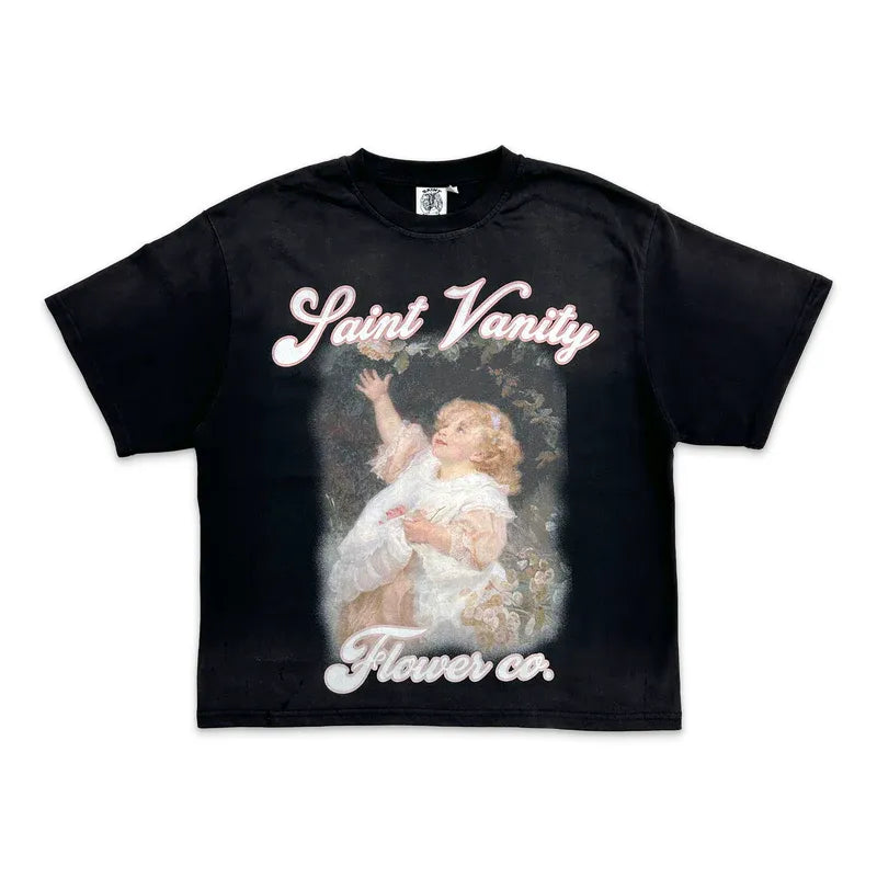 Saint Vanity Flower Girl Graphic Tee – Black