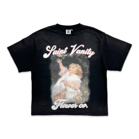 Saint Vanity Flower Girl Graphic Tee – Black