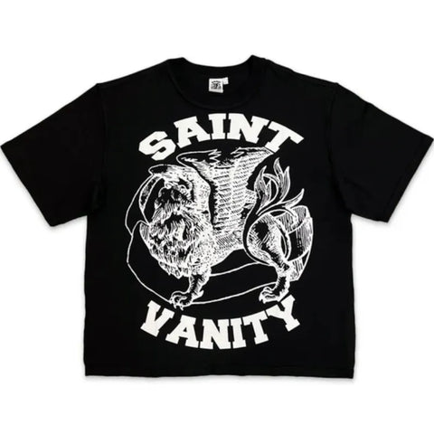 SAINT VANITY GRIFFIN SKETCH VINTAGE WASH T‑SHIRT BLACK
