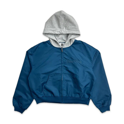 SAINT VANITY Faux Hooded Zip‑Up Windbreaker Jacket