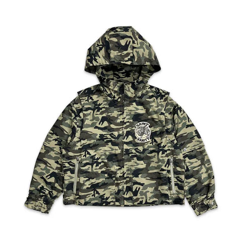 SAINT VANITY Camo Patch Hooded Windbreaker Jacket