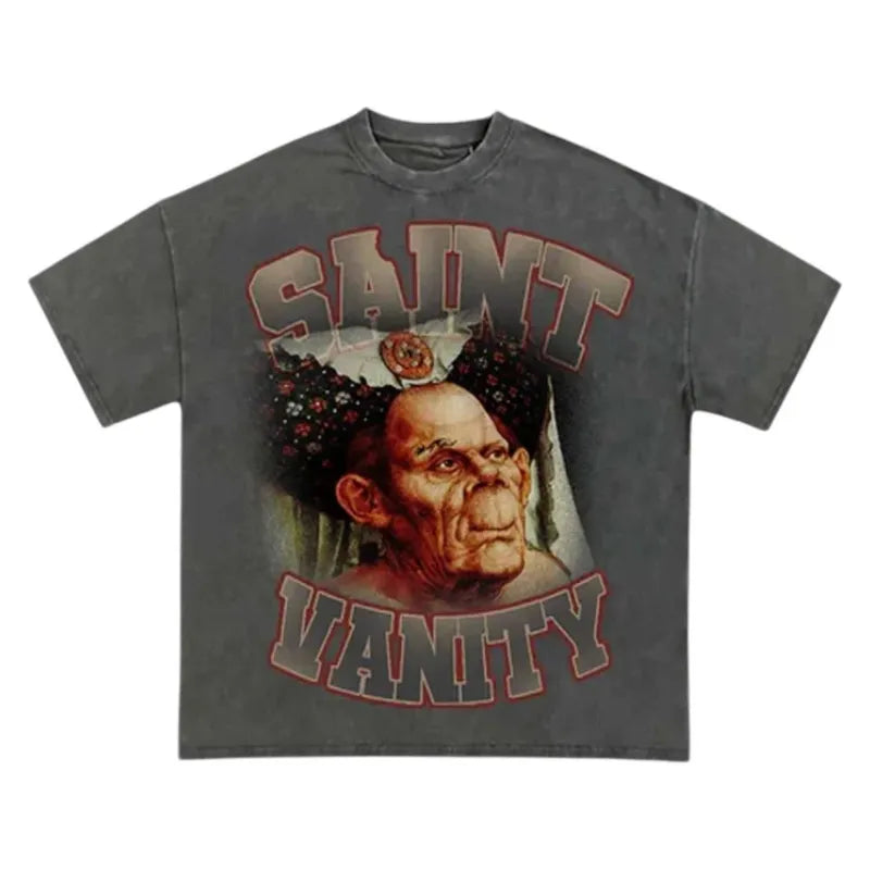 SAINT VANITY MONSTER PORTRAIT VINTAGE WASH T‑SHIRT