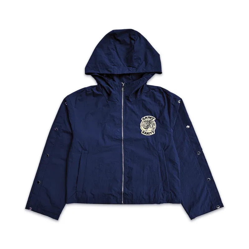 SAINT VANITY Embroidered Zip‑Up Hooded Nylon Jacket