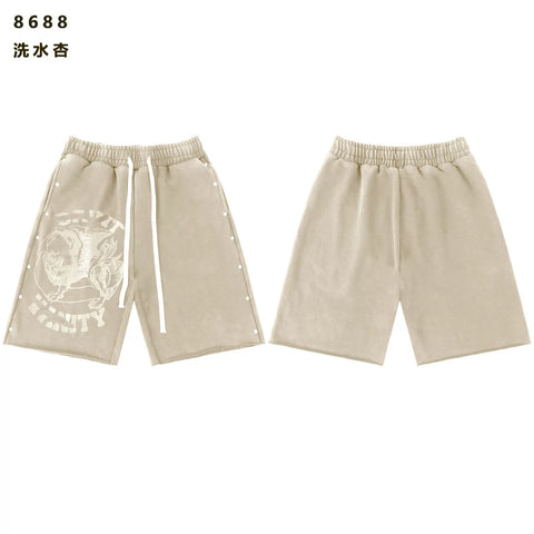 SAINT VANITY Vintage Rhinestone Shorts - Khaki