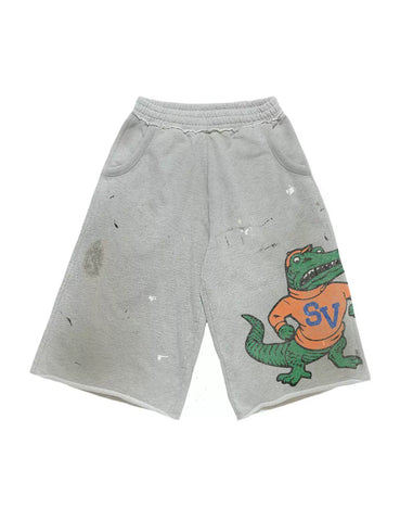 SAINT VANITY GATOR LONG SWEAT SHORTS VINTAGE DISTRESSED