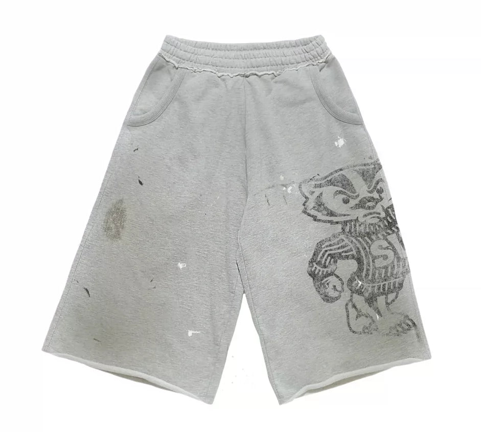 SAINT VANITY Bager Vintage Distressed Long Shorts - Blcak