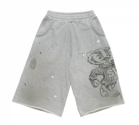 SAINT VANITY Bager Vintage Distressed Long Shorts - Blcak