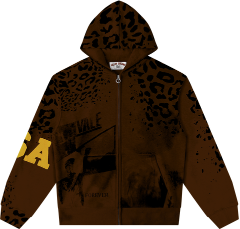 Vale Forever Cheetah Zip Up Hoodie Grey