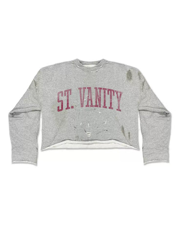 SAINT VANITY Sun Devils Vintage Distressed Crewneck Sweatshirt-Magenta Lettering