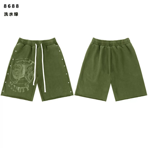 SAINT VANITY Vintage Rhinestone Shorts - Washed Green