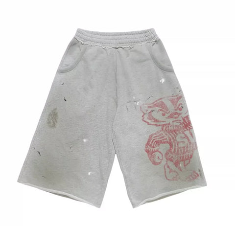 SAINT VANITY SV Bager Vintage Distressed Long Shorts - Red