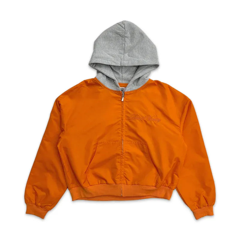 SAINT VANITY Orange Faux Hood Zip‑Up Windbreaker Jacket