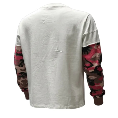 SAINT VANITY Red Camo Mock Layer Long Sleeve Tee