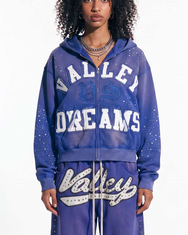Vale Forever Classico Zip Up Hoodie Sapphire Blue