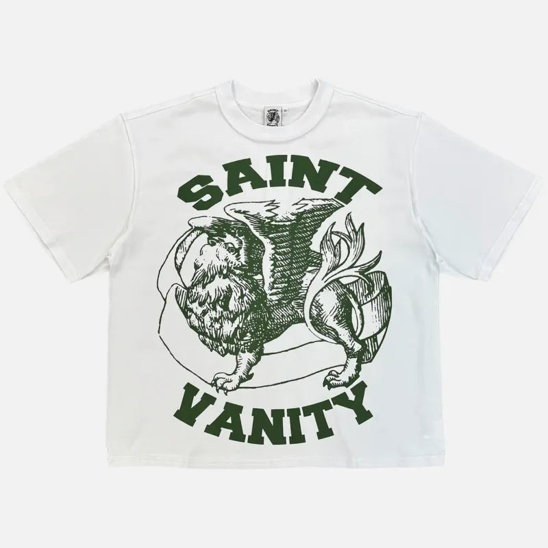 SAINT VANITY GRIFFIN SKETCH OFF‑WHITE GREEN PRINT VINTAGE T‑SHIRT
