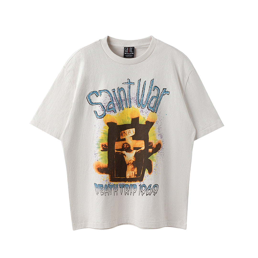 Saint Michael Saint War Death Trip 1969 Vintage Off‑White Tee
