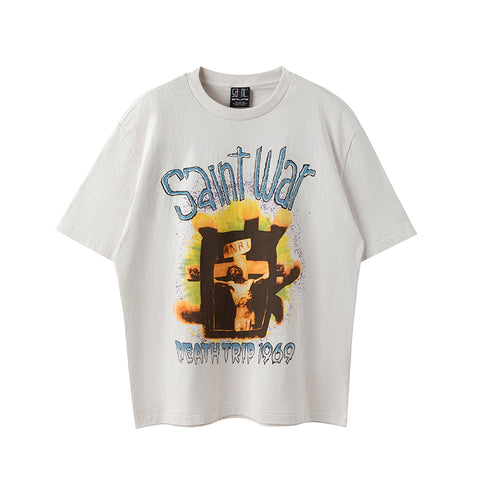 Saint Michael Saint War Death Trip 1969 Vintage Off‑White Tee