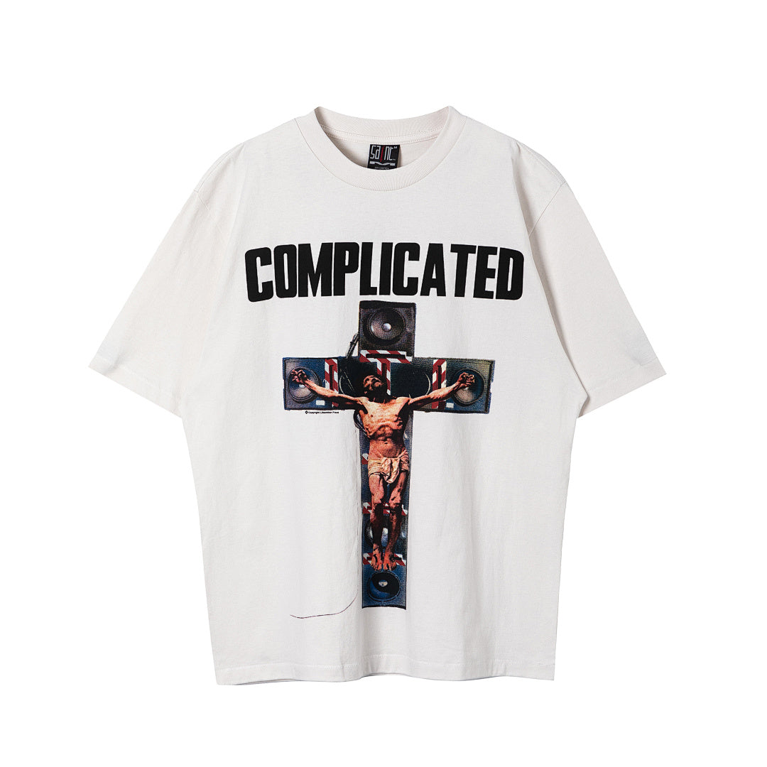 Saint Michael Complicated Speaker Cross Vintage Off‑White Tee
