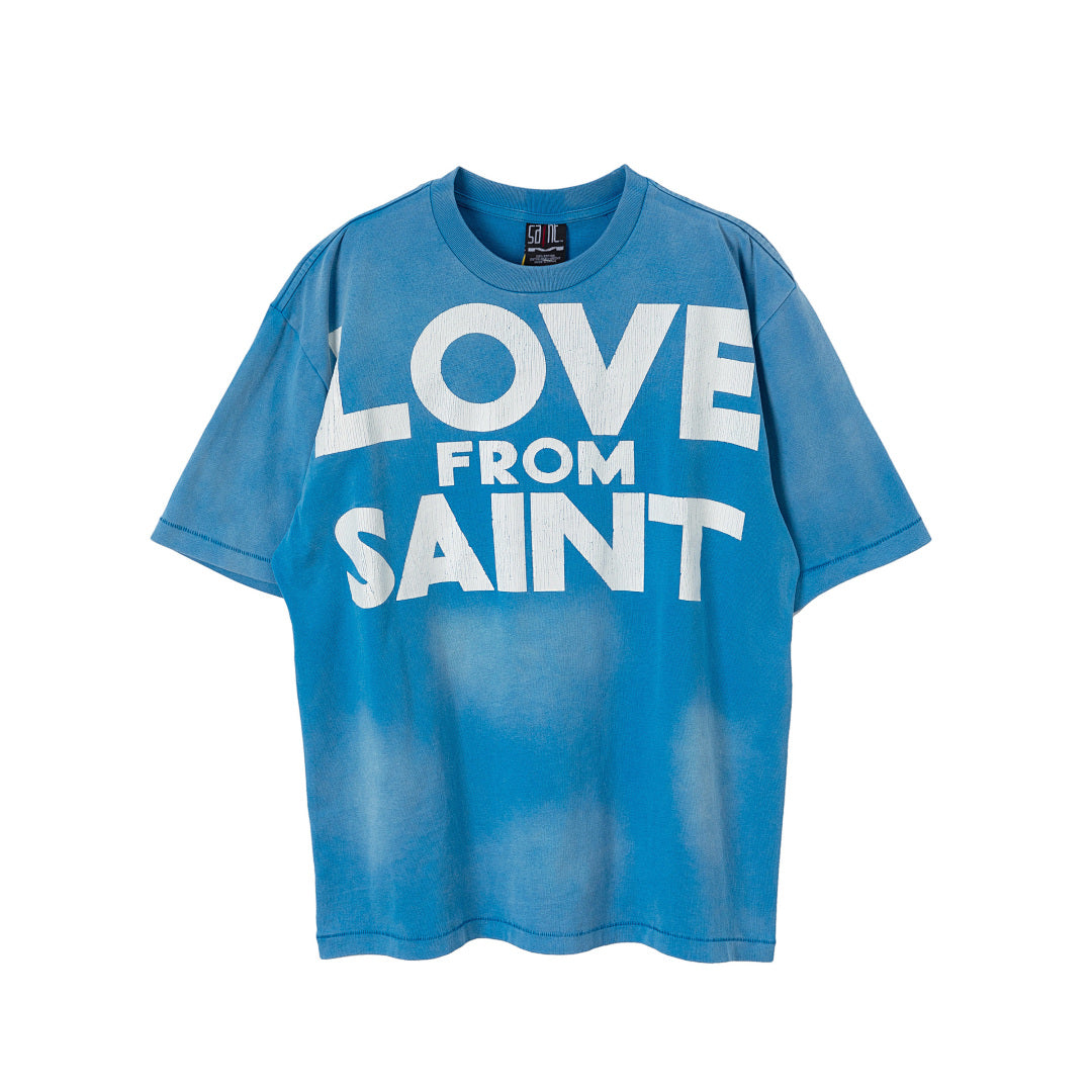 Saint Michael Love From Saint Vintage Washed Blue Tee