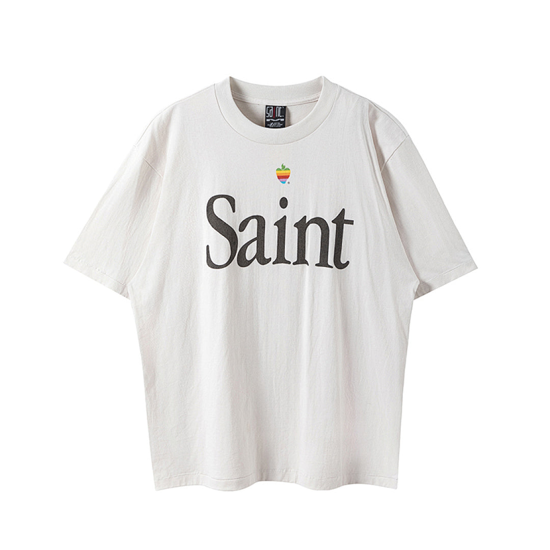 Saint Michael Rainbow Apple Saint Logo Vintage Off‑White Tee