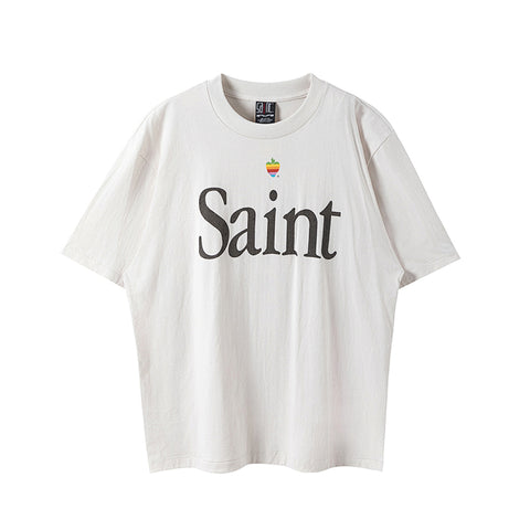 Saint Michael Rainbow Apple Saint Logo Vintage Off‑White Tee