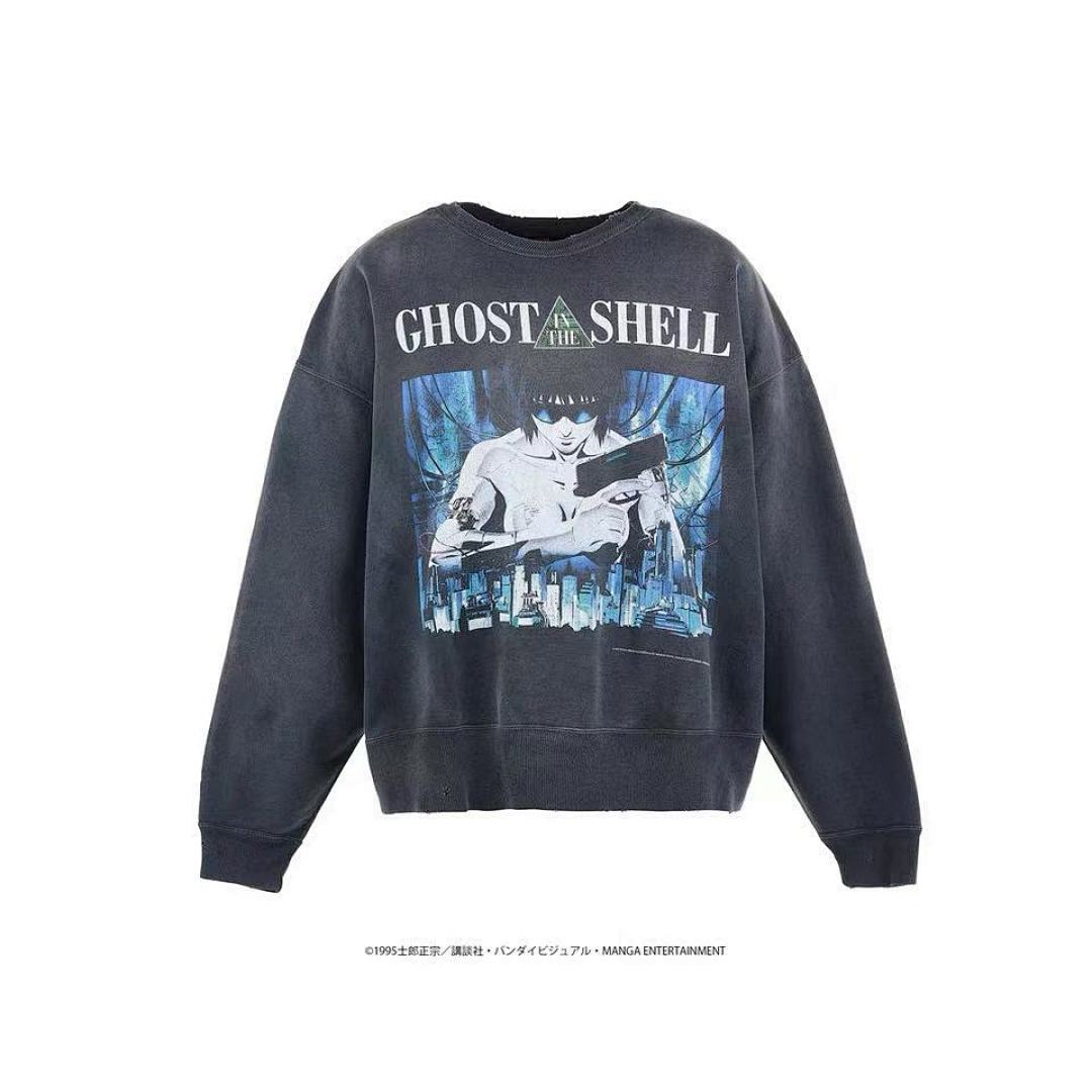 Saint MXXXXXX Ghost In The Shell Vintage Distressed Crewneck Sweatshirt
