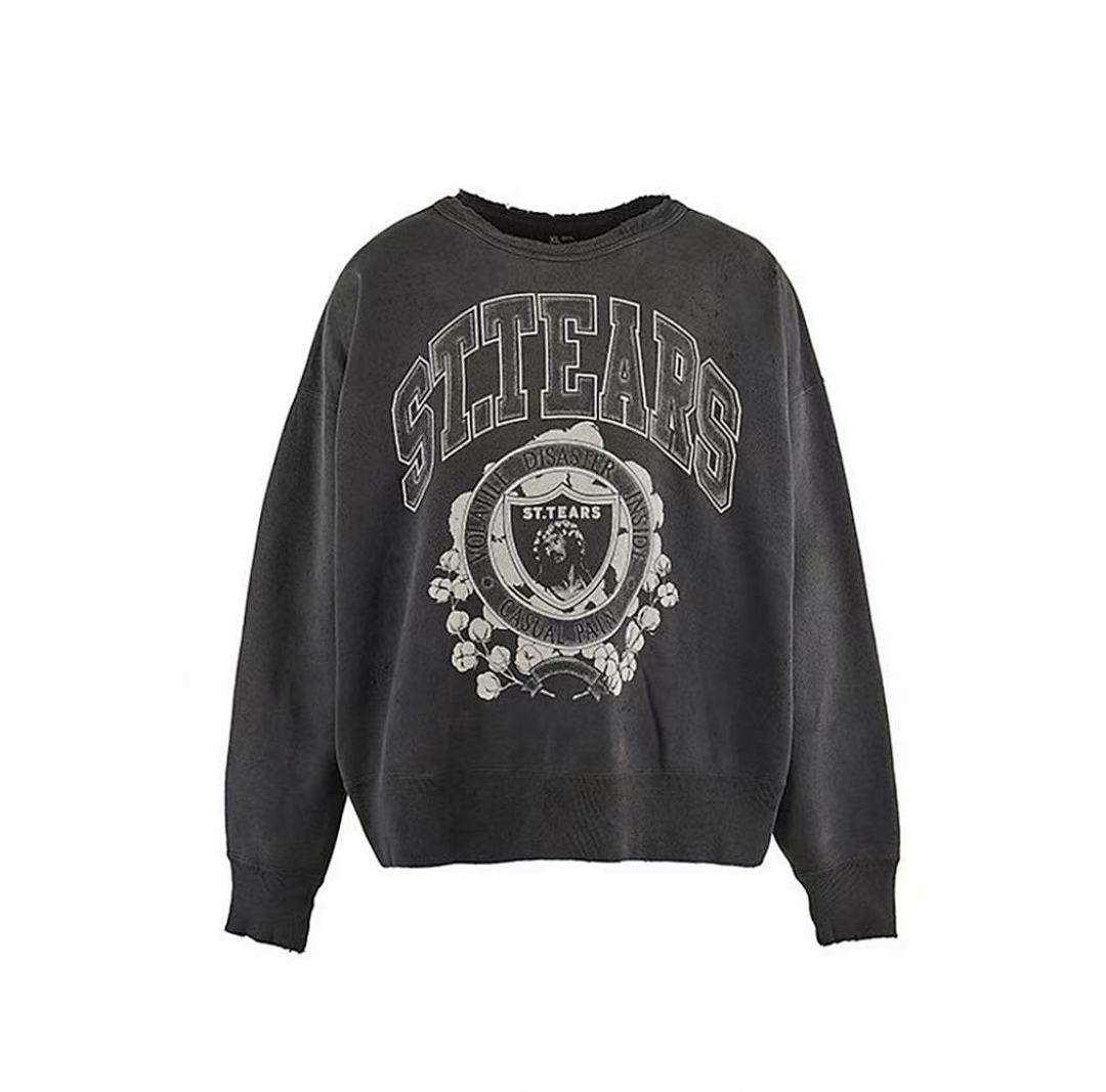 Saint MXXXXXX St.Tears Crest Vintage Distressed Crewneck Sweatshirt
