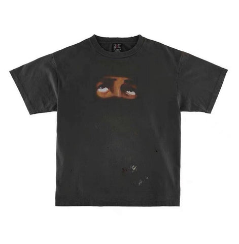 Saint Michael Masked Eyes Distressed Vintage Black Tee