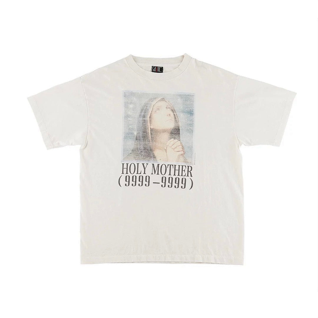 Saint Michael Holy Mother Vintage Off‑White Graphic Tee
