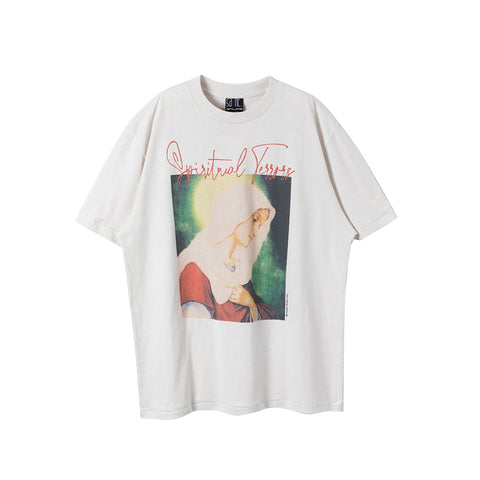 Saint Michael Spiritual Terrors Virgin Portrait Vintage Off‑White Tee