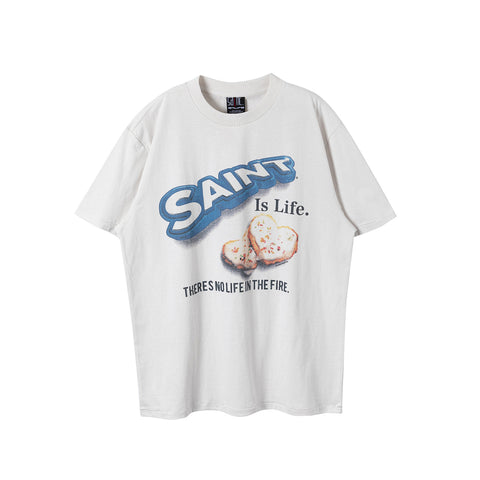 Saint Michael Saint Is Life Heart Cookies Vintage Off‑White Tee