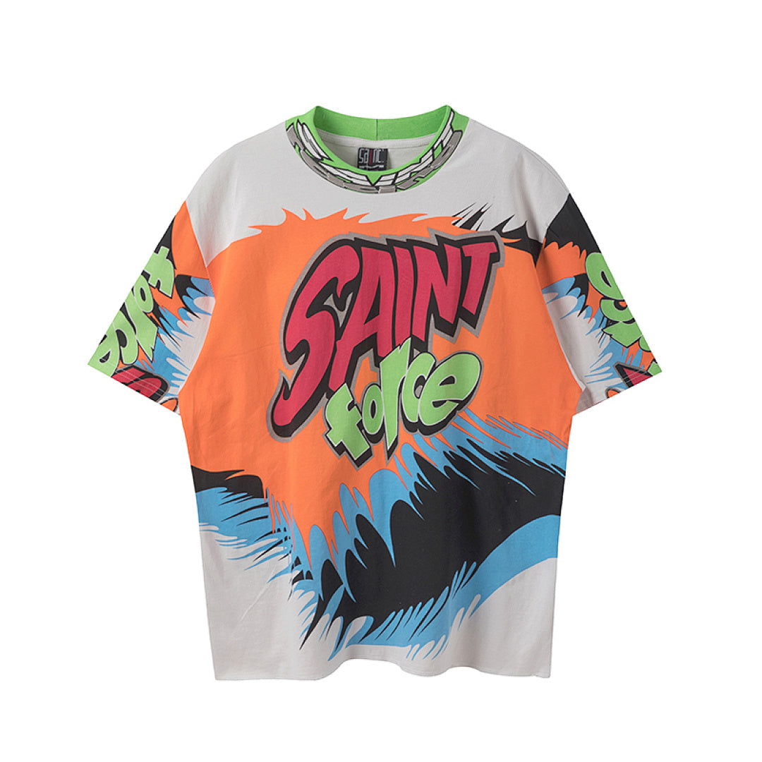 Saint Michael Saint Force Graffiti All‑Over Print Oversized Tee