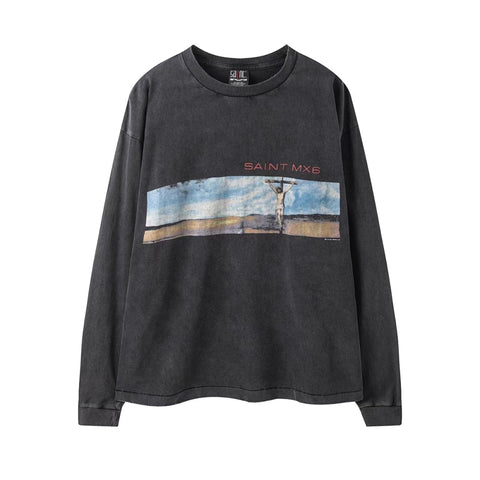 Saint Mx6 Desert Cross Vintage Washed Black Long Sleeve Tee