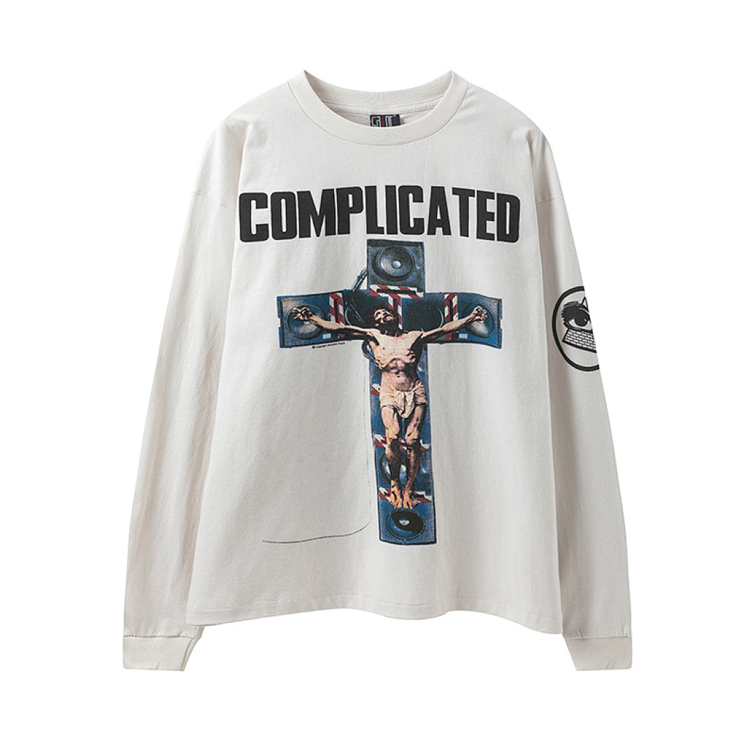 Saint Michael Complicated Cross Speaker Vintage Washed Off‑White Long Sleeve Tee