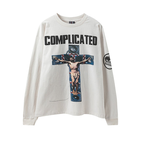 Saint Michael Complicated Cross Speaker Vintage Washed Off‑White Long Sleeve Tee