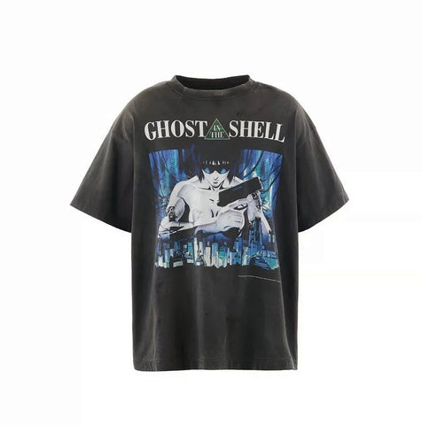 SAINT MICHAELET x Ghost in the Shell Vintage Distressed Tee - Black