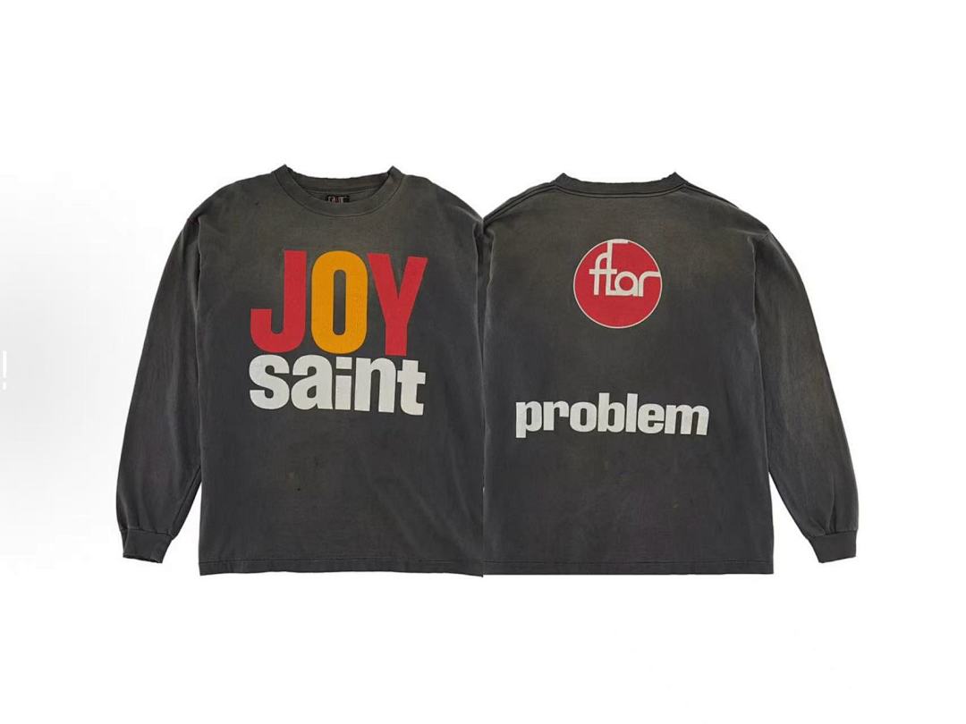 Saint Michael Joy Saint Problem Vintage Washed Black Long Sleeve Tee