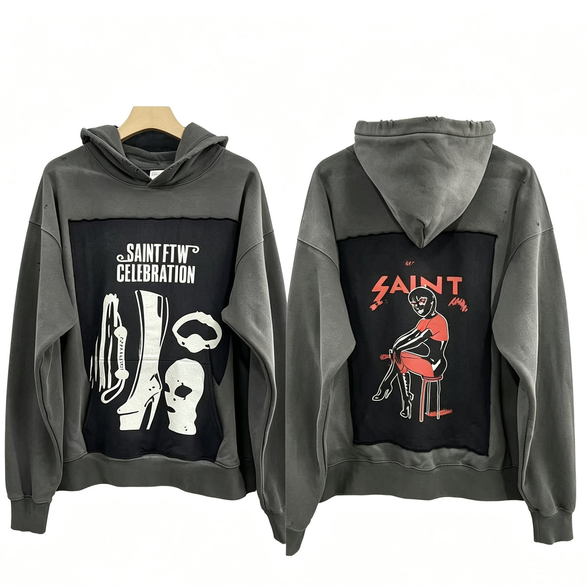 Saint MXXXXXX FTW Celebration Patchwork Graphic Hoodie