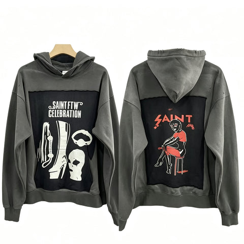 Saint MXXXXXX FTW Celebration Patchwork Graphic Hoodie