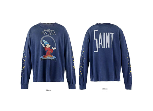 Saint Michael Fantasia Mickey Vintage Washed Navy Long Sleeve Tee